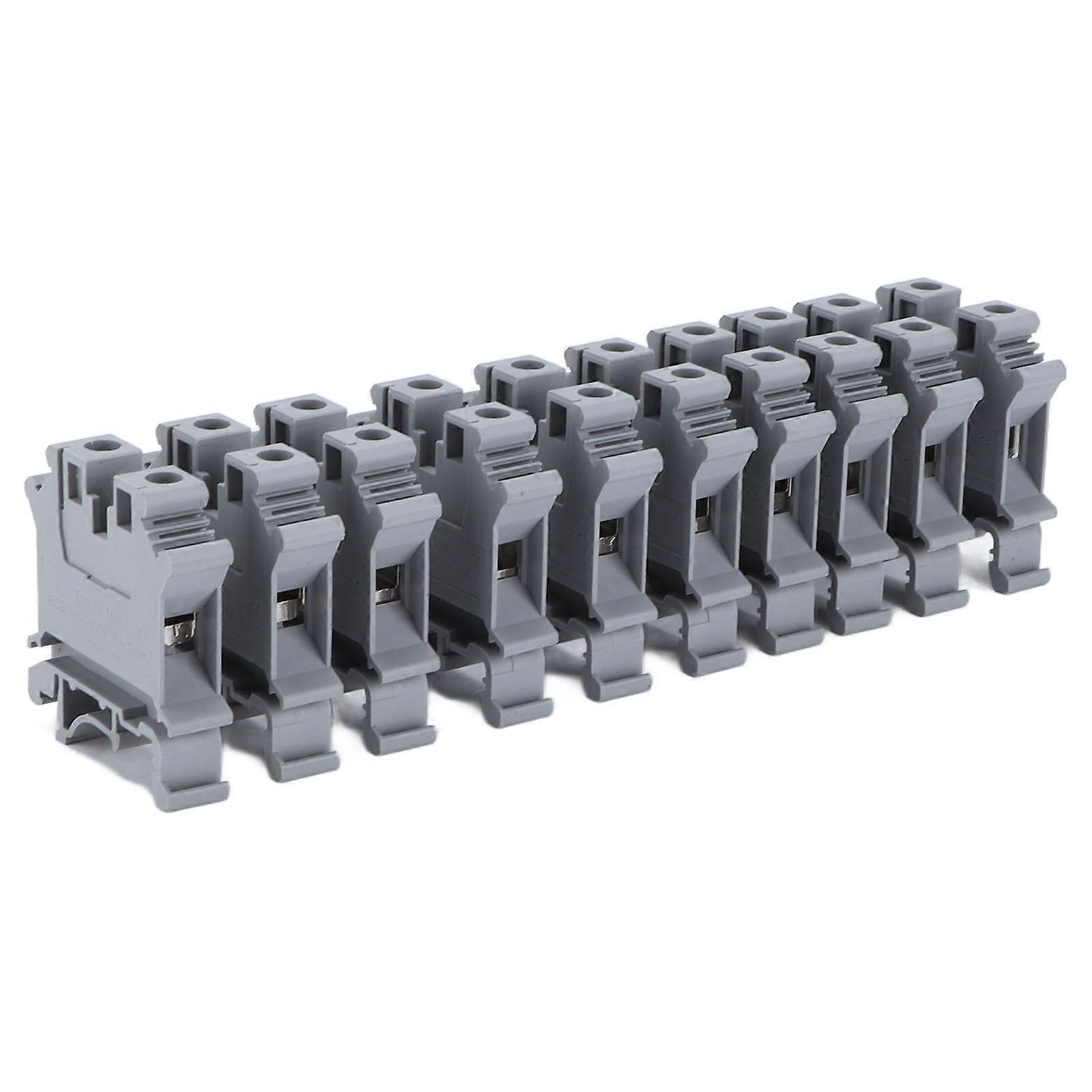 50Pcs Screw Type Terminal Block DIN Rail Mount Copper Combination Terminals 76A 800V UK‑10N