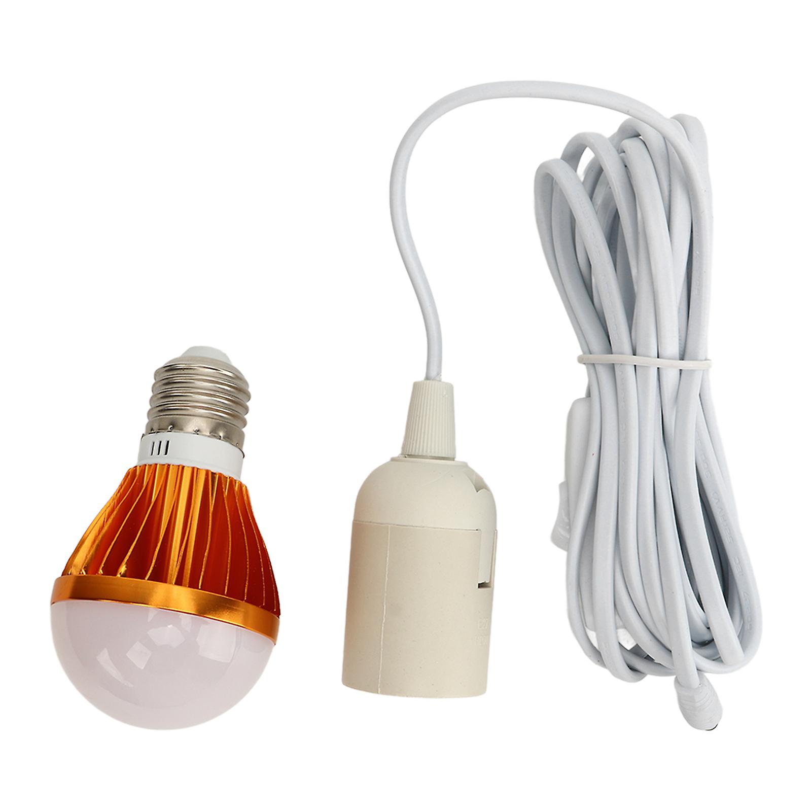 E27 Led Ampoule, Dc 12v 5w Lampe d’éclairage blanc chaud avec câble de 3 mètres pour la salle de la maison, Garge