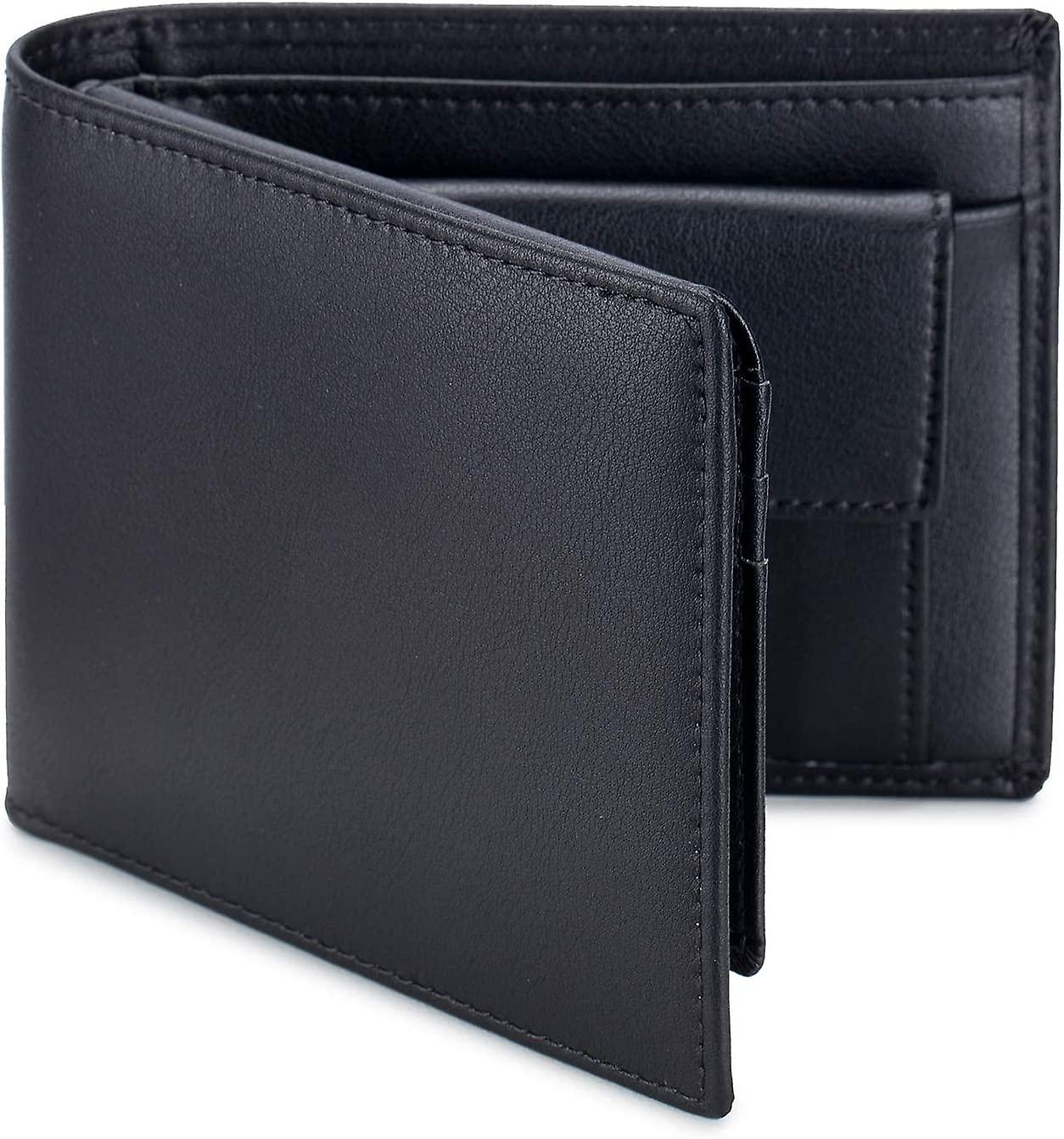 Men's Leather Wallet with Coin Pocket Flip Up Blocking Slim Bifold Credit Card Front Pocket Wallet (