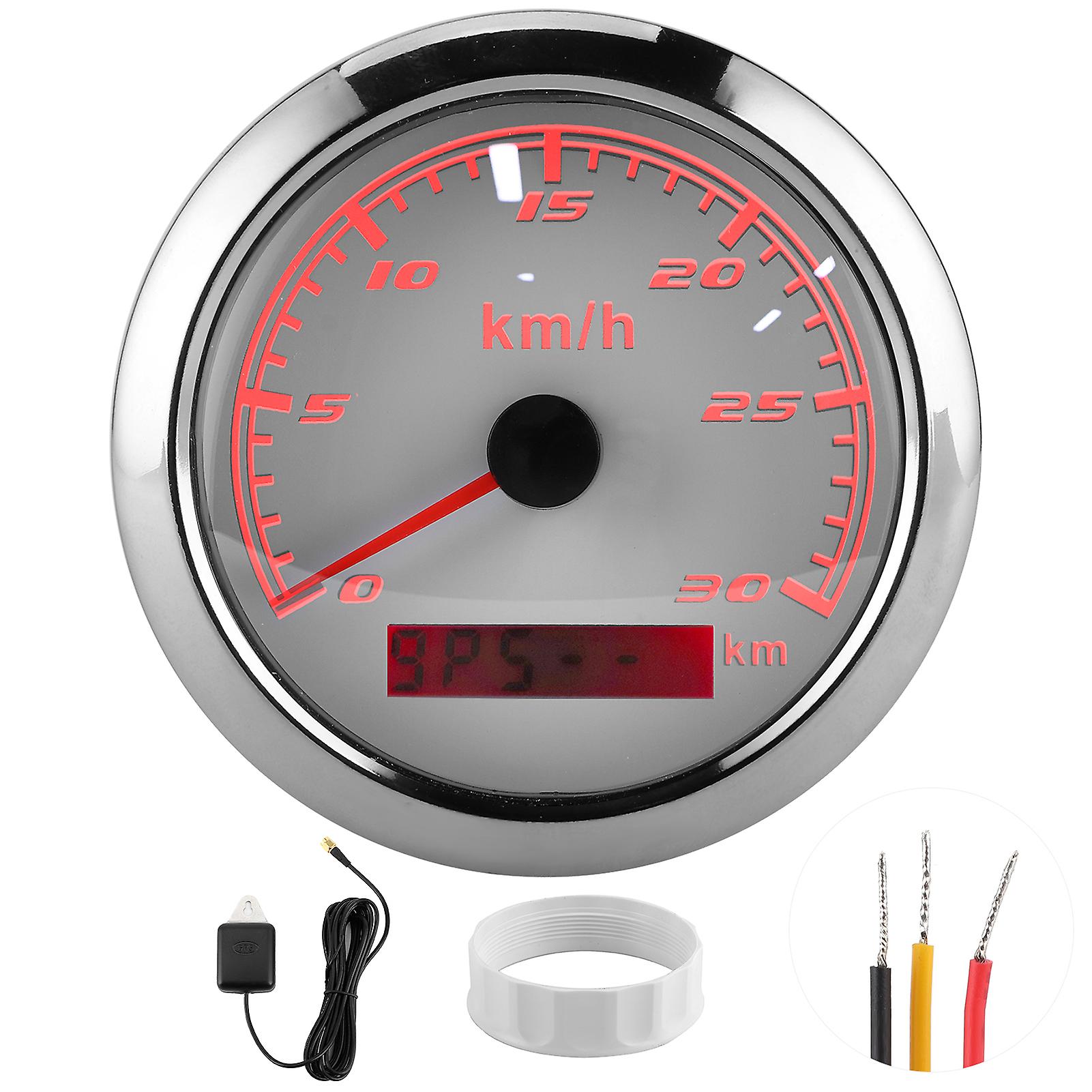 30km/h GPS Speedometer Odometer 85mm Waterproof IP67 for Boat Car Yacht Motorcycle White Dial