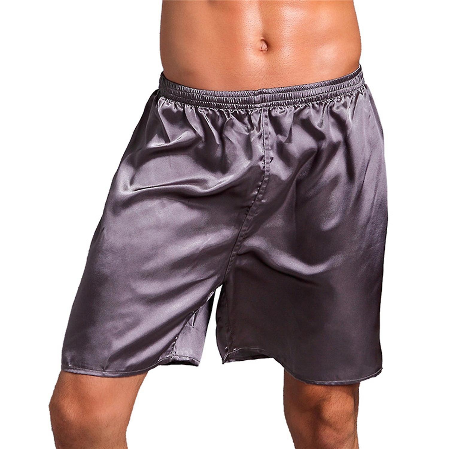 Men Boxers Solid Color Plus Size Loose Mid Waist Summer Briefs for Sleeping
