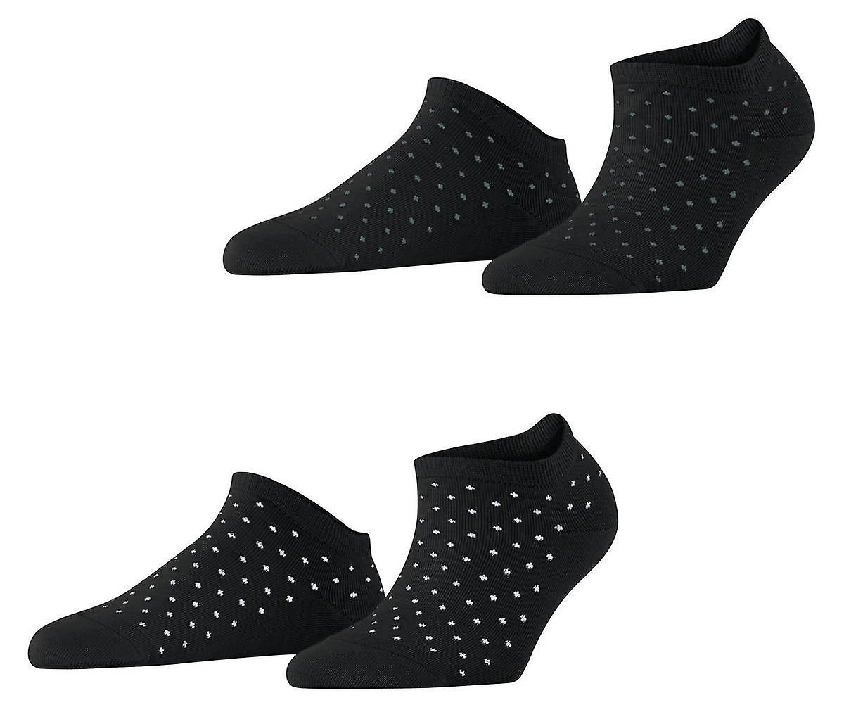 Esprit Fine Dot 2 Pack Sneaker Socks - Black