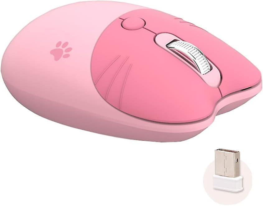 Cute Wireless Mouse,2.4G Cordless Silent Mice for Girls Kawaii Mouse with USB Receiver Cat Theme Mouse for Laptop PC Computer MAC (Cherry Blossom Pink