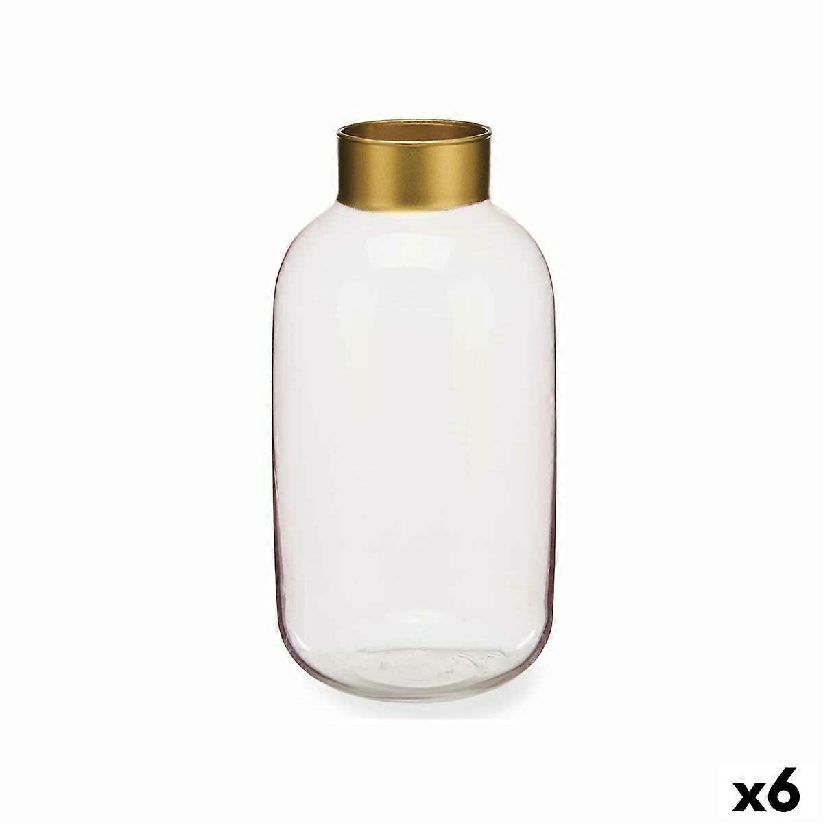 مزهرية زجاج ذهبي وردي 14.5 × 29.5 × 14.5 سم (6 وحدات)