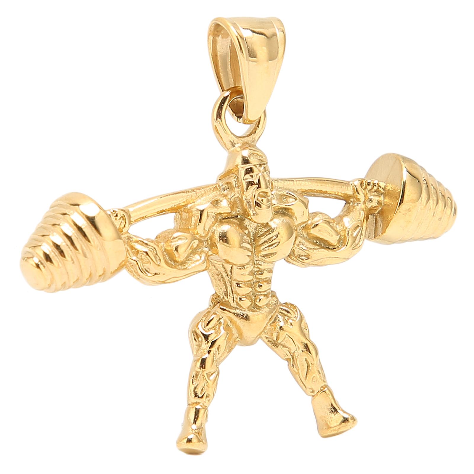 Zipper Pulls Titanium Steel Weight Lifter Shaped Pendants Clothes Accessories for ElderGold