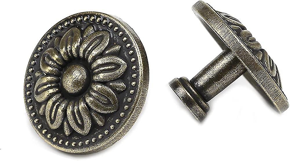 4pcs Vintage Flower Knobs Bronze Round Metal Knobs Mushroom Shaped Single Hole  Gift