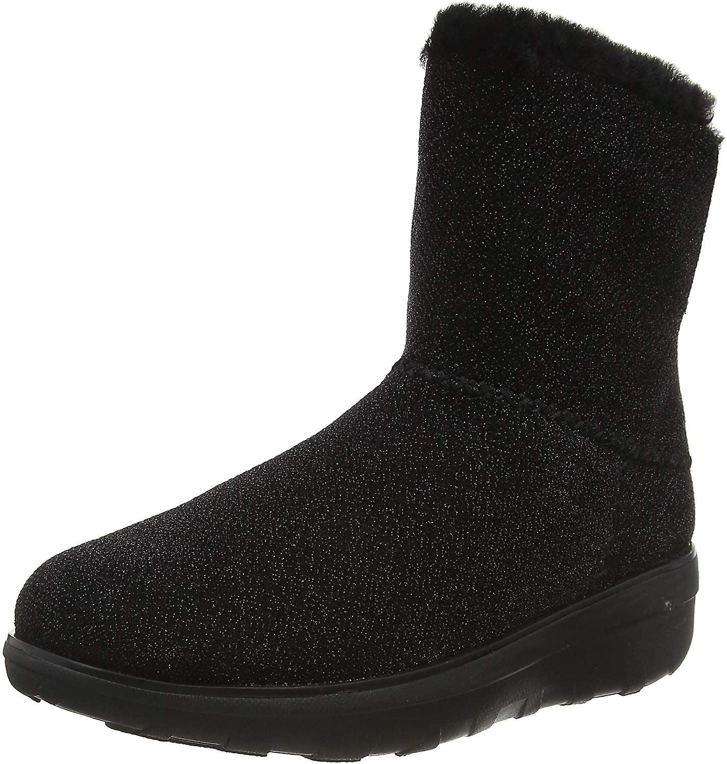 Fitflop Mukluk iii Metaliczne czarne botki damskie z siateczki Lyrex