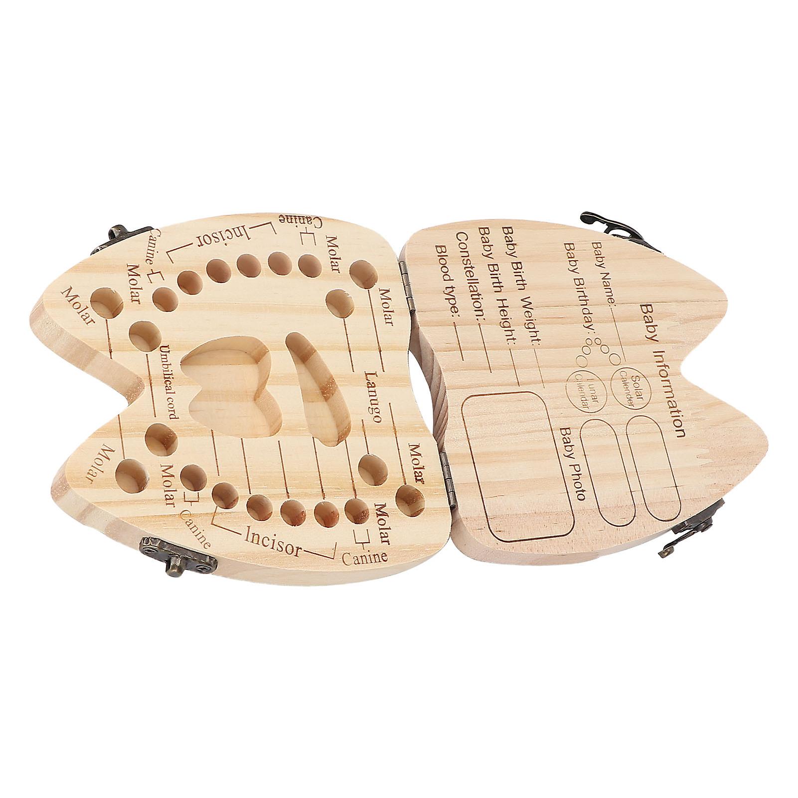 Teeth Storage Wooden Box Baby Tooth Keepsake Collecting Box Infants Kids Save Boxes