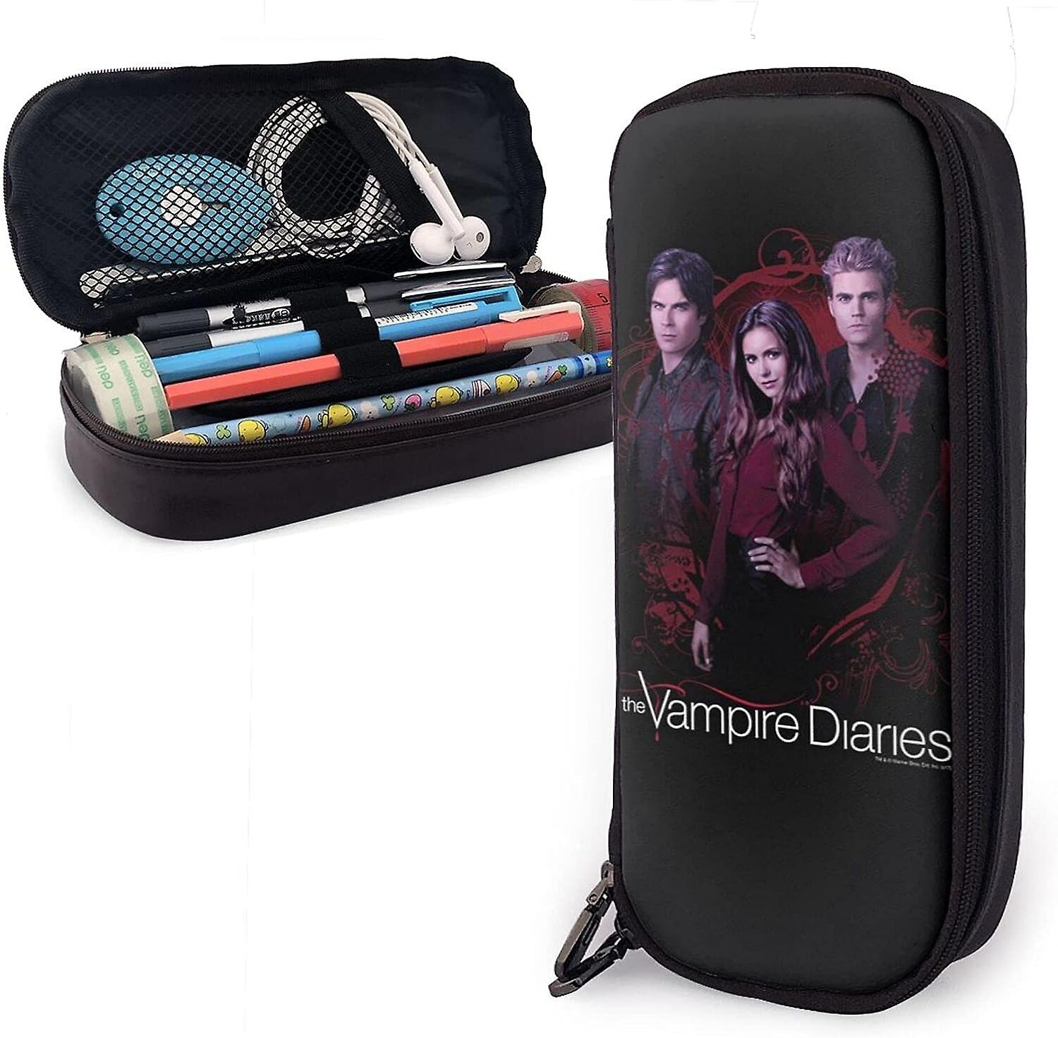 يوميات مصاص الدماء الجلود مقلمة حالة قلم رصاص حقيبة القرطاسية مكتب صندوق تخزين محمول صندوق مستحضرات التجميل مجلد bd003536