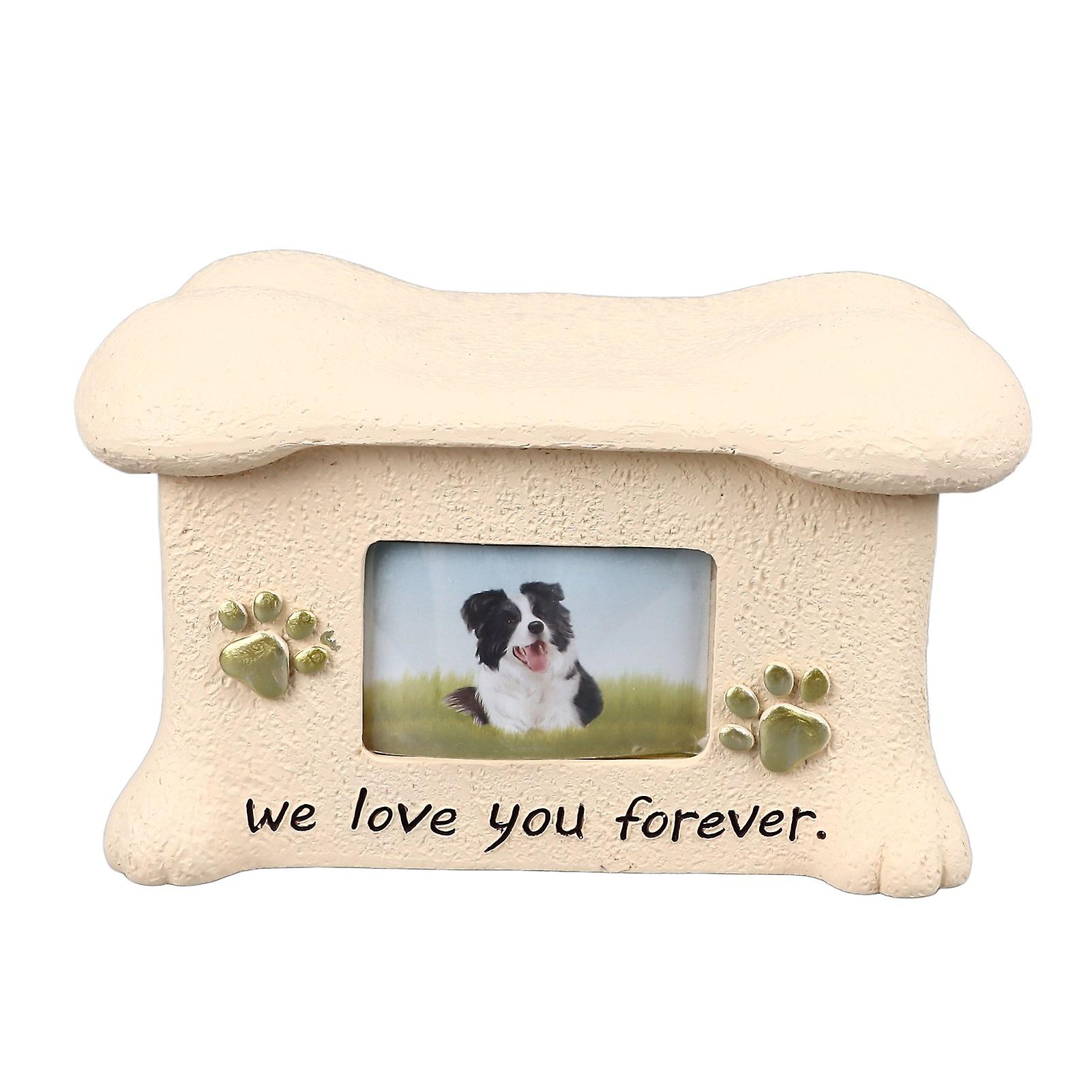 Pet Memorial Urns for Dog Ashes Pet Urns Box Dog Ashes Keepsake Box Dog Urn With 2 Paws Photo Display Bone Shaped Lid