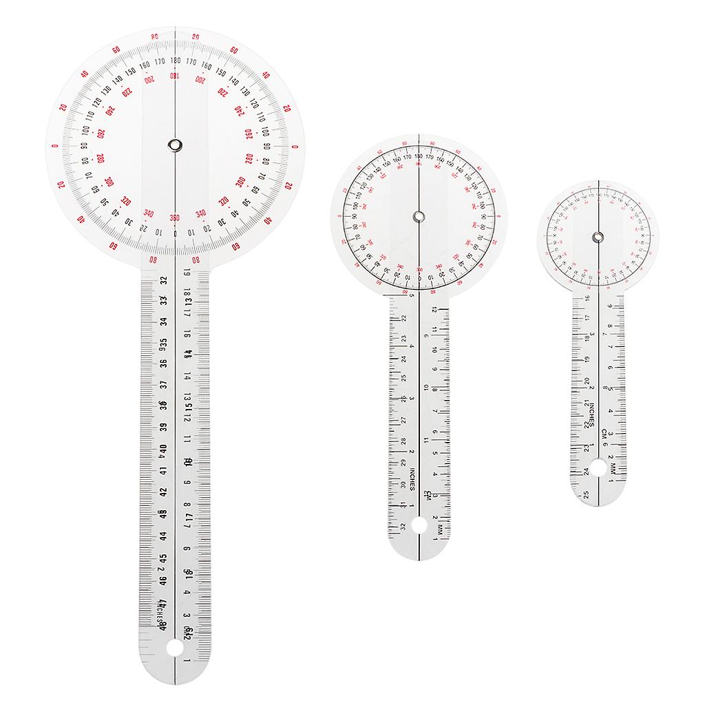 Scale Ruler Angle Protractor Inch Ruler 3Pcs/Set Physio Goniometer Measuring
