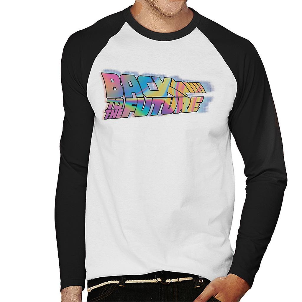 Back to the Future Mist Gradient Logo Men's Baseball Long Sleeved T-Shirt