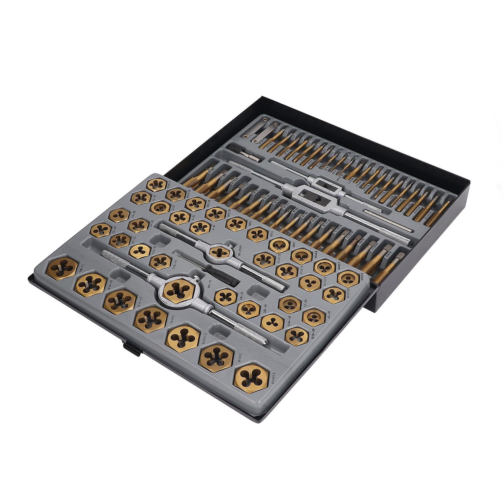 86PCS Titanium Plated Carbide Tap Die Set M3-M16 Threading Kit