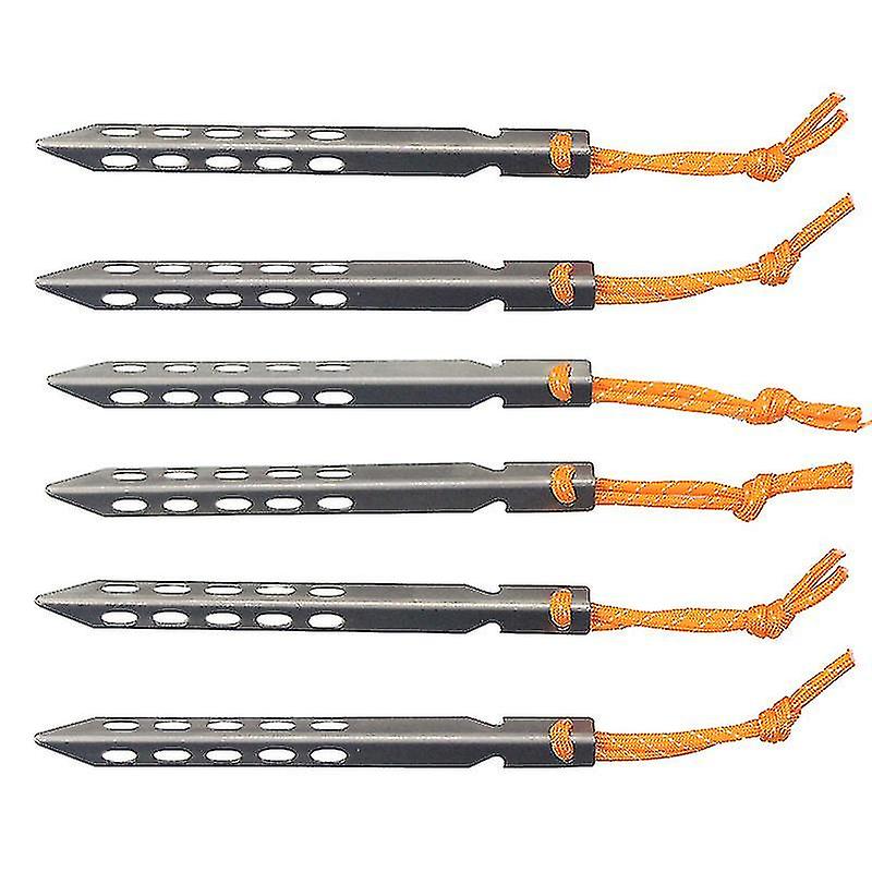 Campeggio all'aperto in metallo resistente con punte per tenda a corda antivento (argento) 6 pezzi - shenxin