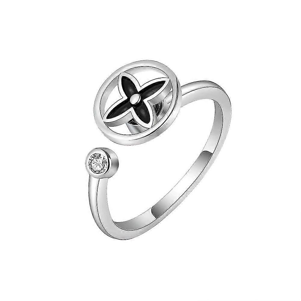 Women's Swivel Quatrefoil Ring Open And Adjustable Ring