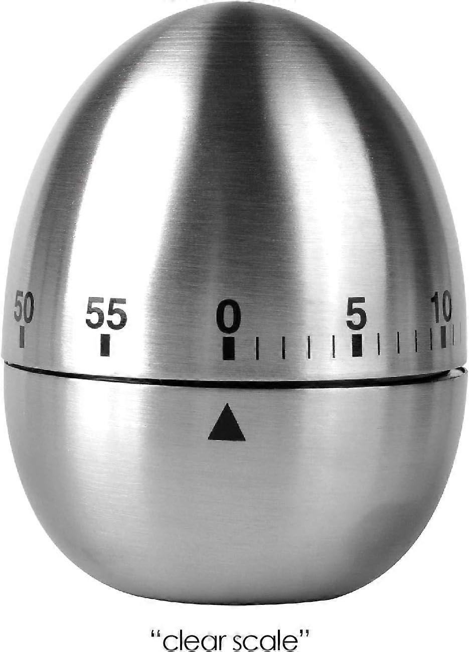 KT003 stainless steel egg-shaped kitchen timer - Mechanical rotating alarm - 60-minute countdown - Cooking timer