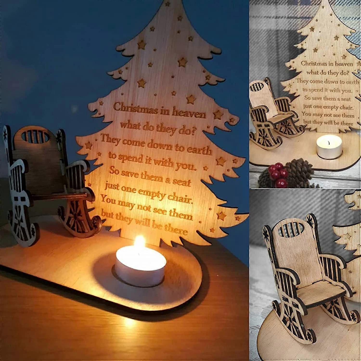 Christmas Remembrance Candle Ornament to Remember Loved Ones,Merry Christmas in Heaven Memory Tealight Candlestick Holders