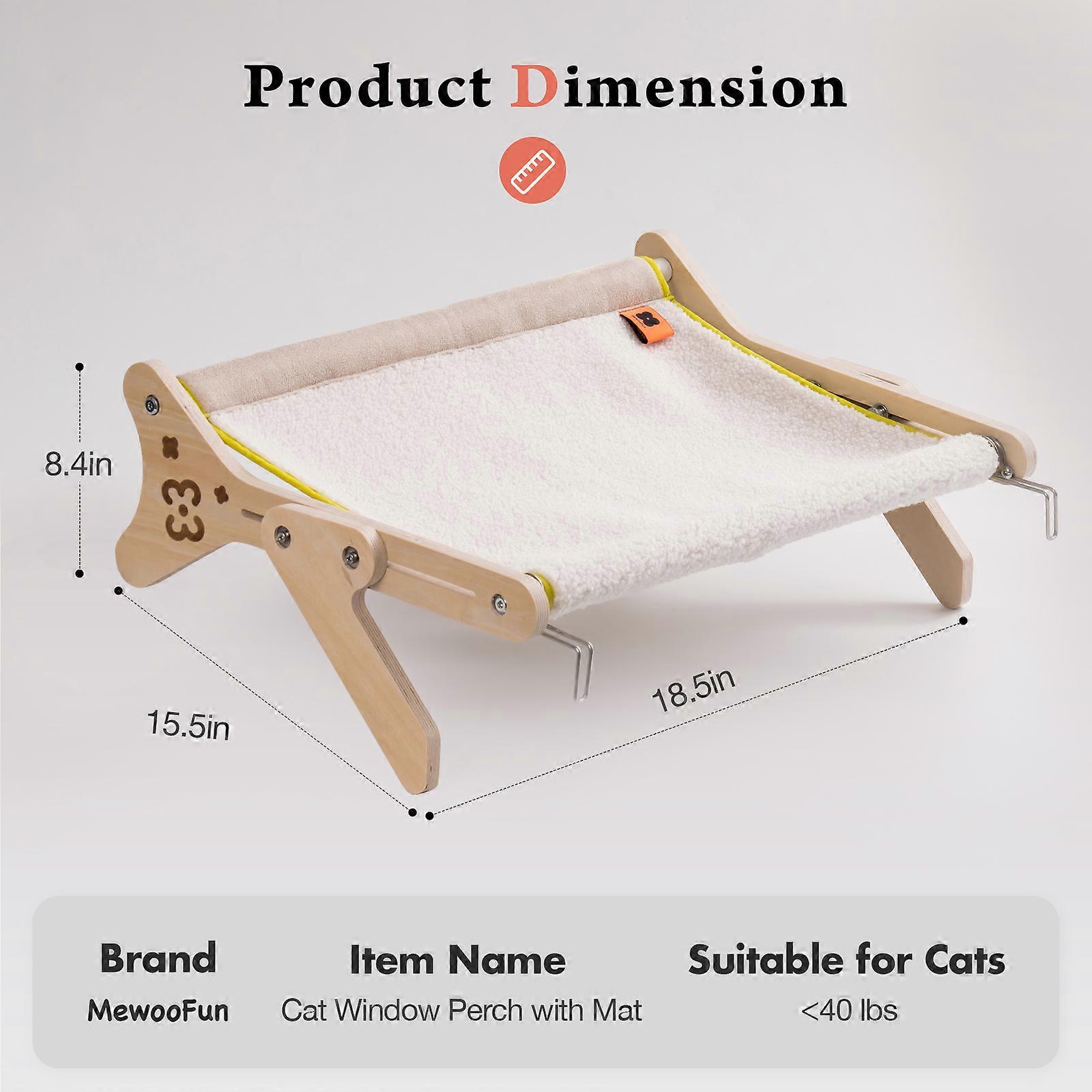 Mewoofun Cat Window Perch Cat Bed Hammock Adjustable Sturdy Durable Steady Bed Providing All-around Sunbath Washable Space Save