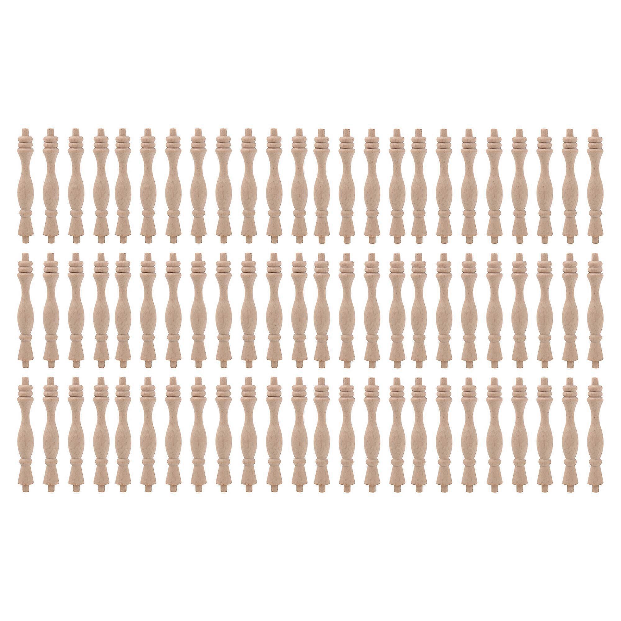 72 Pcs Unpainted Wooden Baluster Spindles Kit for Home Furniture 5.31Inch