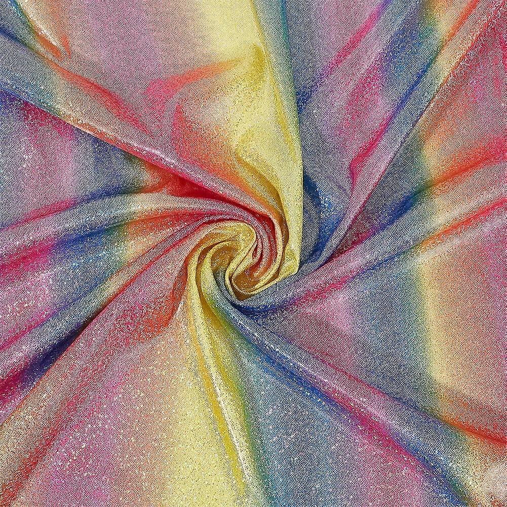 1m Colorful Dot Knitted Bronzing Fabric Gradient Rainbow Hologram Spandex Fabric Sparkly Mermaid