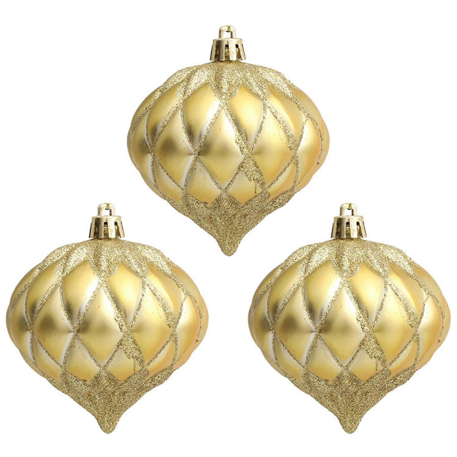 3Pcs/Box Xmas Ball Onion Design Fine Texture Christmas Decoration Plastic Xmas Hanging Tree Ornament