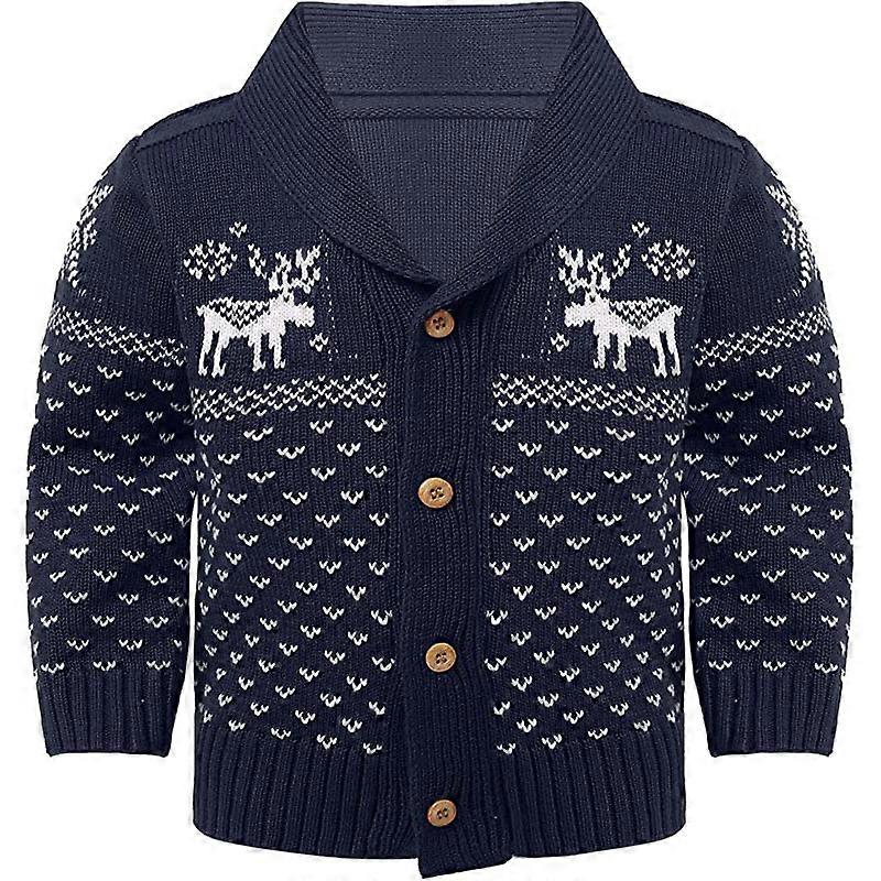 Baby Weihnachtspullover Hirschpullover Weicher gestrickter Winter-Button-up-Cardigan