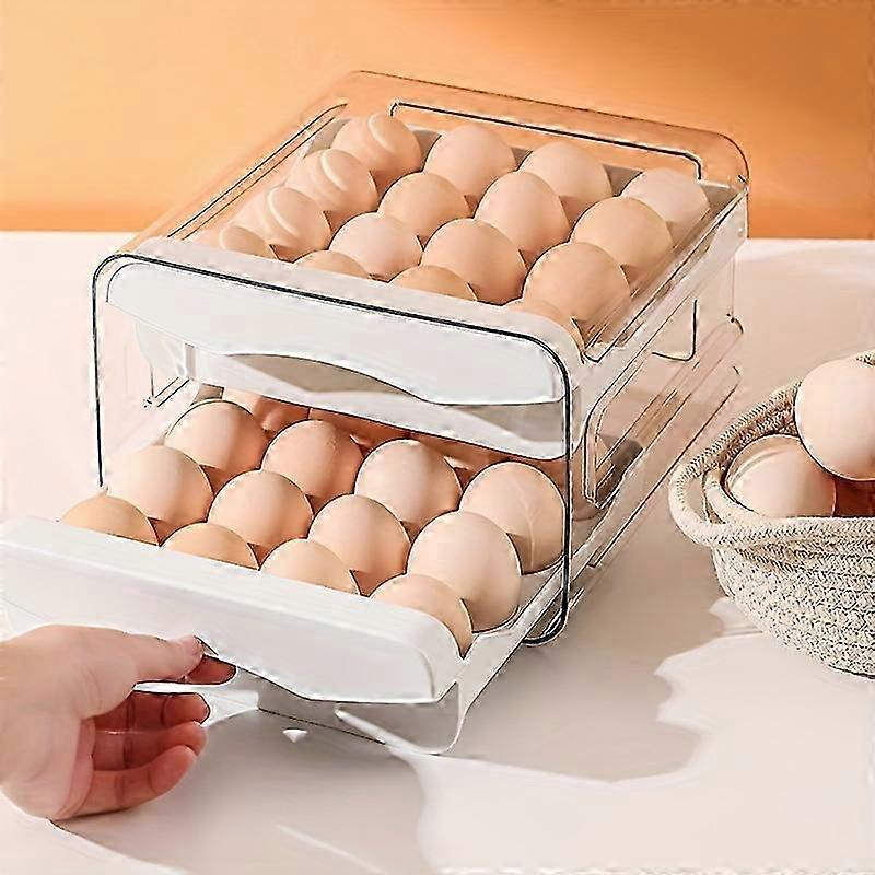 Double-layer Egg Storage Box - Large Capacity Egg Tray with Individual Compartments, Space-Saving Drawer Style Design, Convenient Egg Sorting Rack for