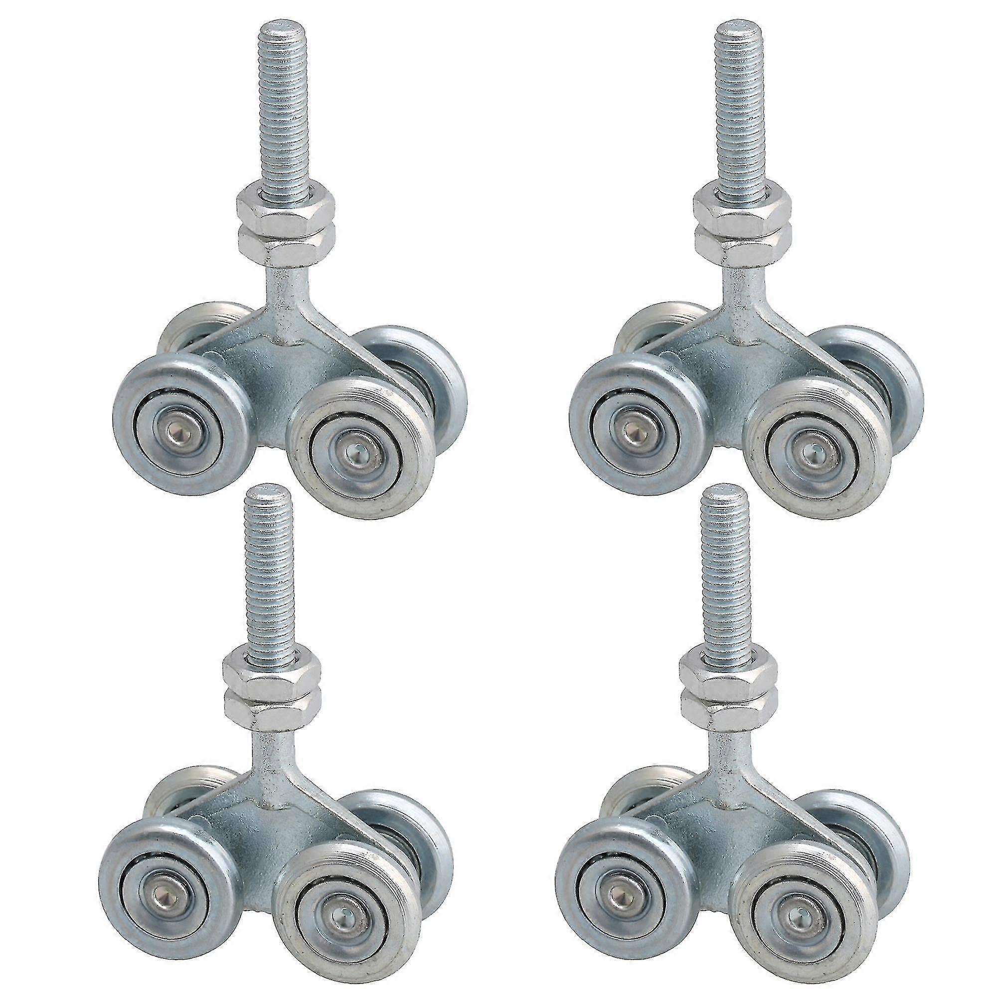 بكرة جنزير منزلقة ذات عجلة مزدوجة معلقة H4-3 فضية مع مجموعة صواميل من 4 قطع