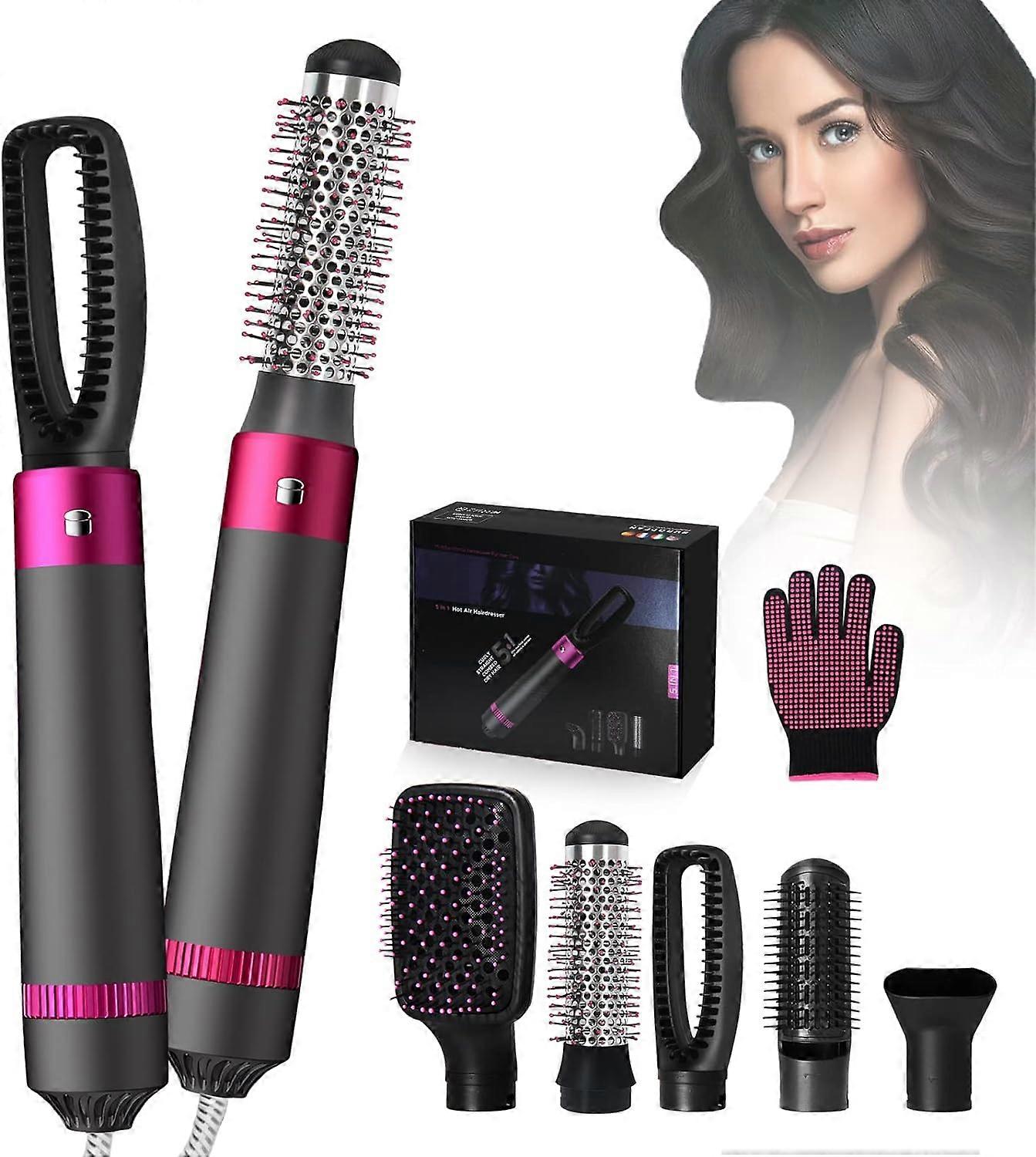 5-in-1 Hair Dryer Hot Air Brush Set, Multifunctional Hot Air Comb, Curly Hot Air Styler, Hot Air Brush, Styler Tool, Curler Negative Ionic Curler Stra