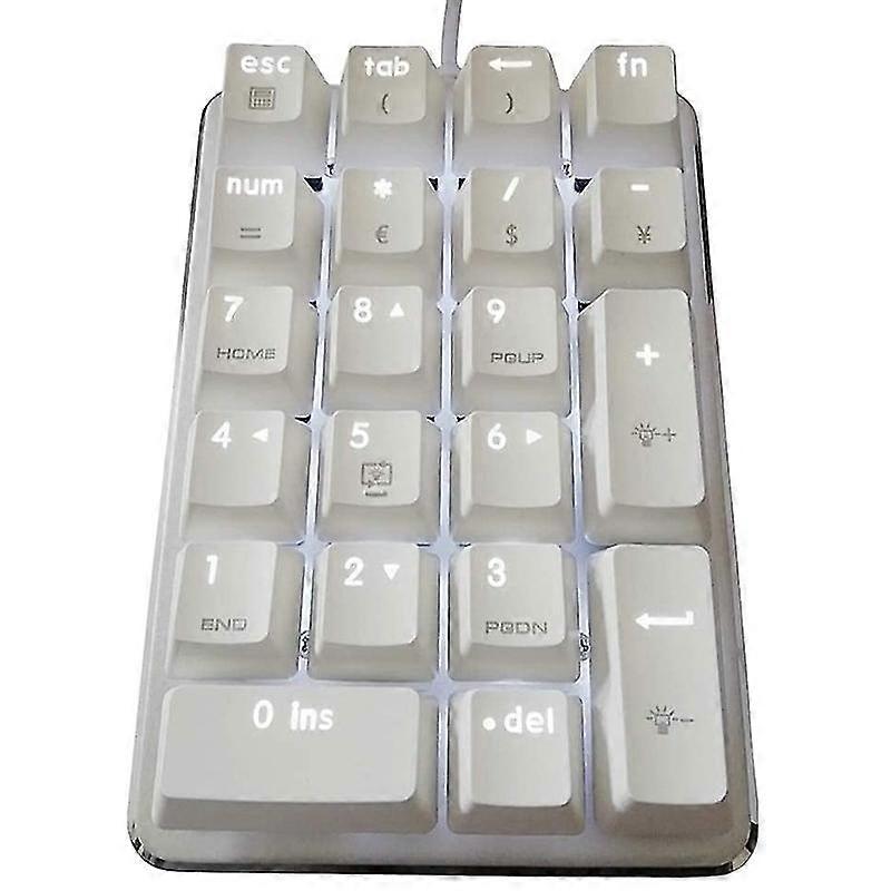 21 taste albe iluminate mecanice tastatura numerică numpad cu Cherry Switch-uri albastru pentru Notebook Deskt
