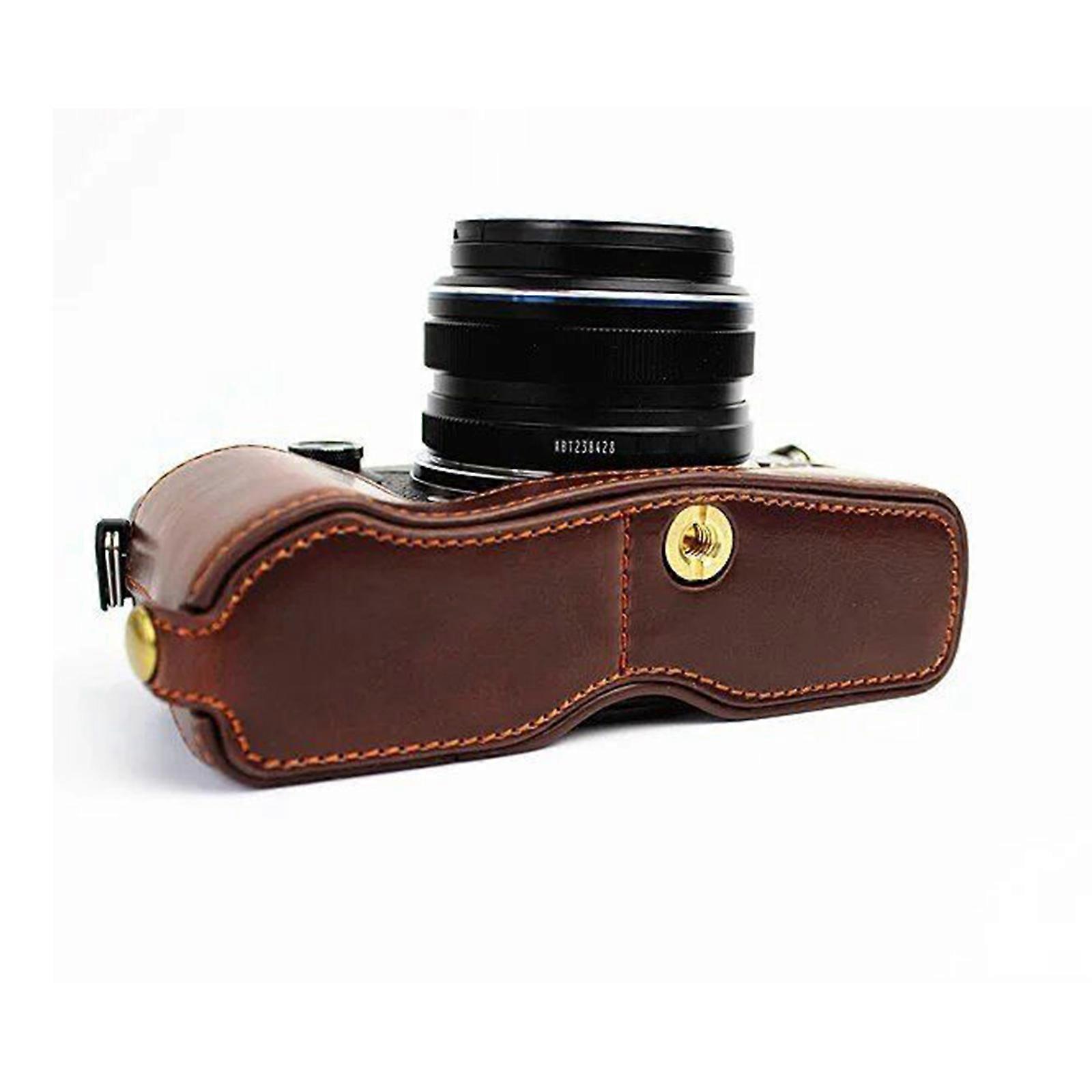 For Olympus PEN-F Digital Camera Genuine Real Leather Protector Half Case Grip fp