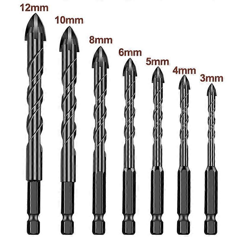 7 carbide cross four blade triangular drills ceramic tile hexagonal handle brick wall cement ceramic drilling triangular drills,2024 Ping
