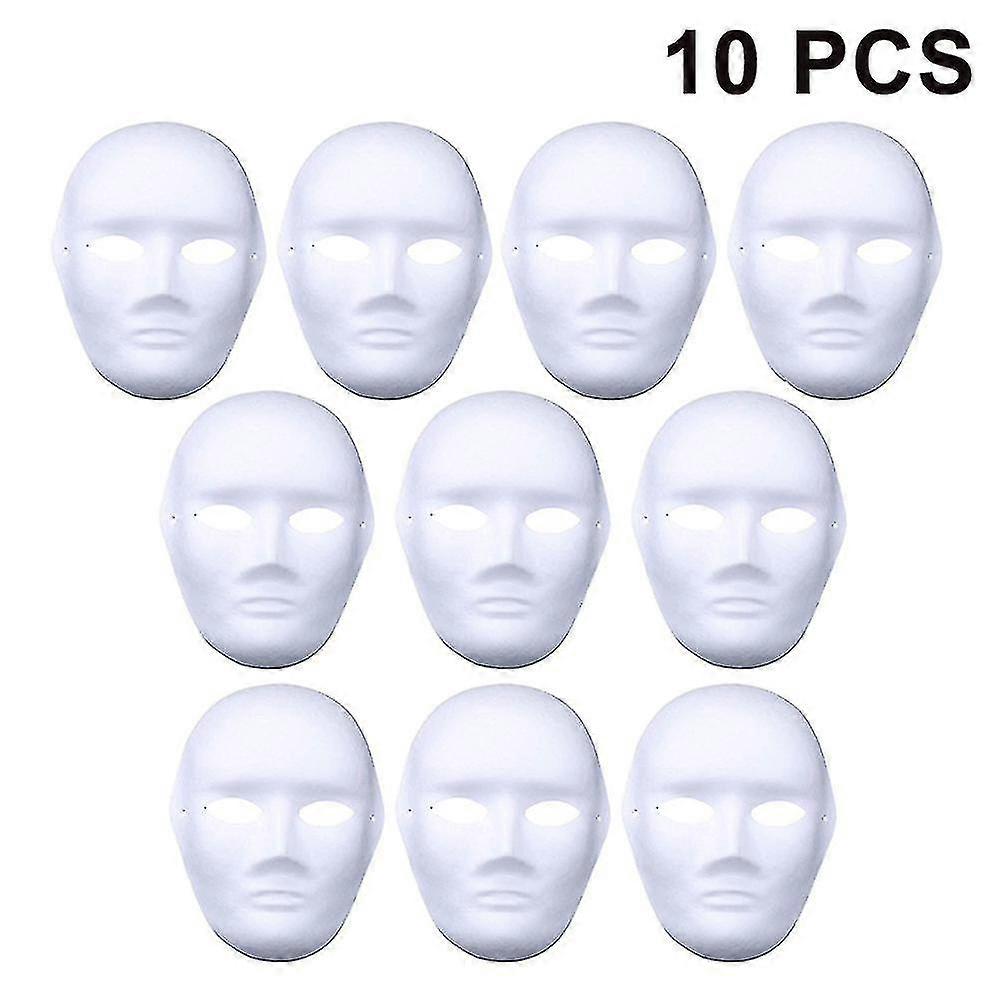 10 Adet Cadılar Bayramı Maskesi El Sanatları Ve Boyama İçin Plastikten Yapılmış Maskeler