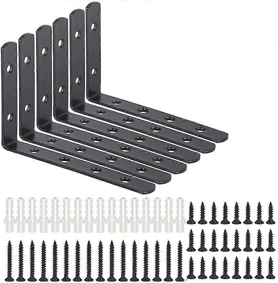 L-bracket,black Shelf Brackets,black Wall Shelf Shelf Bracket,fixing Bracket,90 Shelf Bracket For Corner Shelf,screw-on Bracket6pcs
