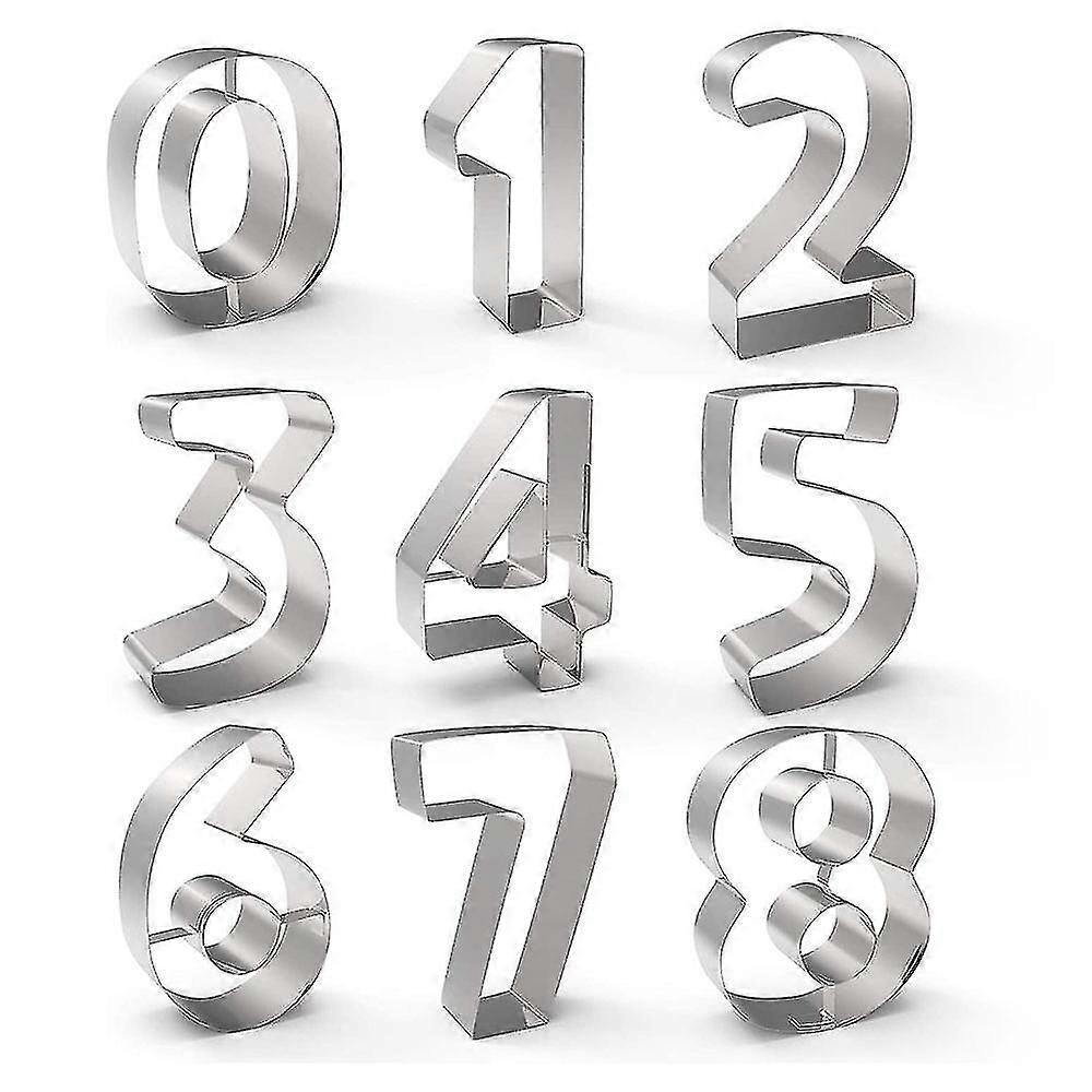 9 Pcs Numeral Cookie Cutters Mold Set Stainless Steel