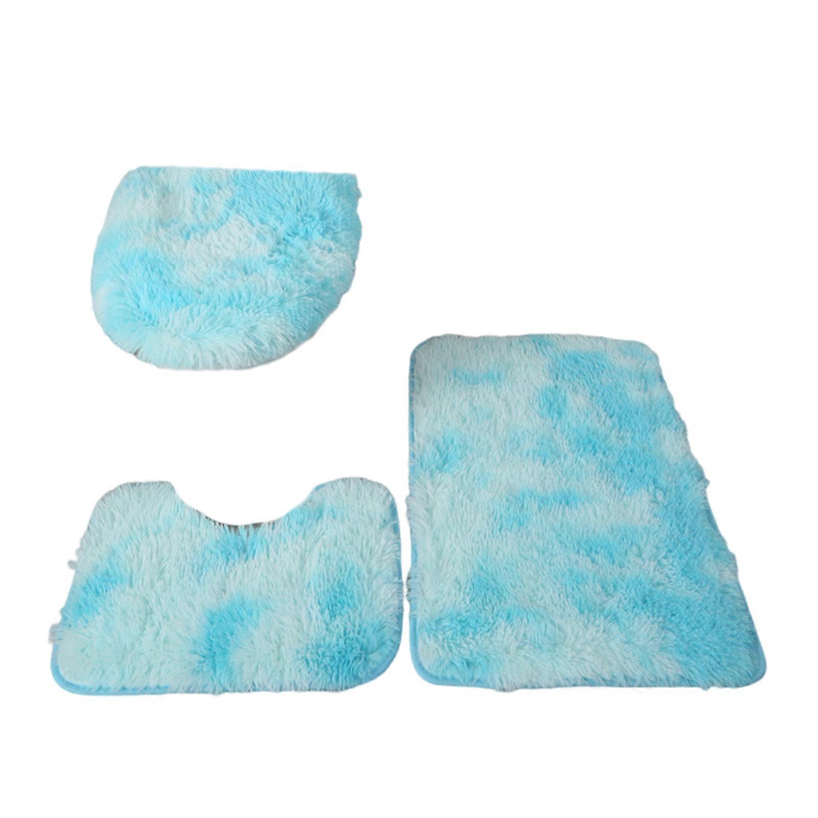 3Pcs/Set Bathroom Rug Set Super Soft Microfiber Bath Rug U-Shaped Contour Mat Toilet Lid Cover Set Non-Slip Bath Rugs Kit