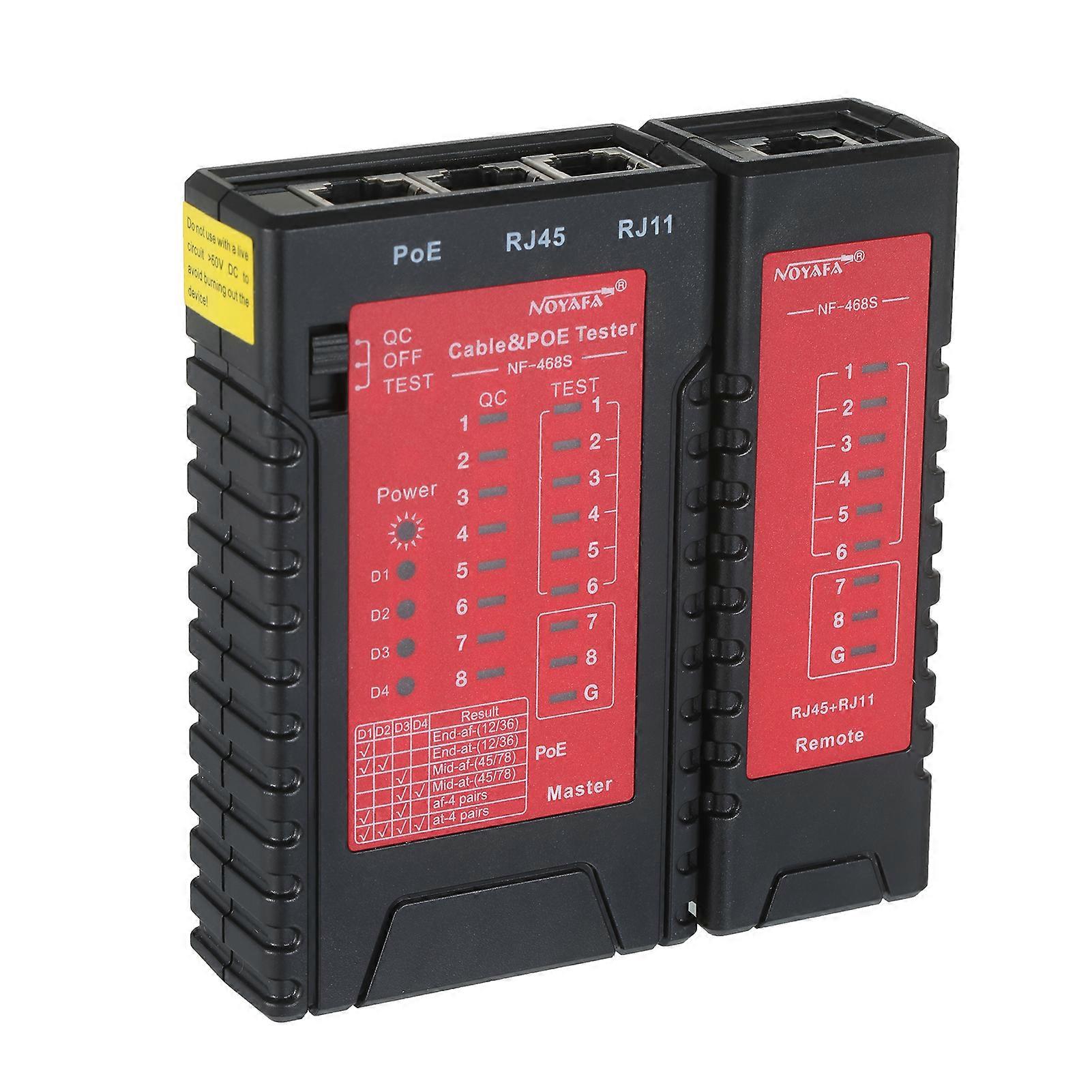 RJ45 RJ11 Network Cable&PoE Tester Telephone Line Lan Ethernet Cable Tester for Cat5/5e/6/6a(UTP/STP)Cat3(6P2C/6P4C/6P6C)