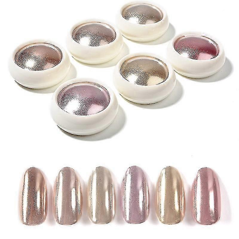 6 مربع ارتفع الذهب كروم مسحوق الأظافر، مسمار معدني الفن مسحوق الصباغ تعيين لمسمار الفن تصميم الديكور