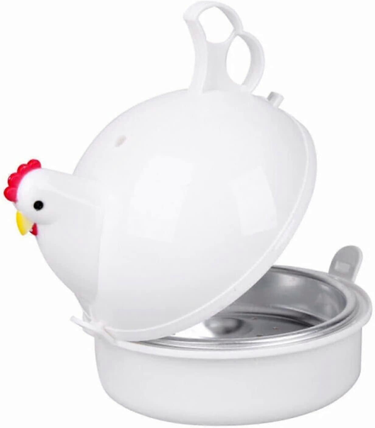 1 Pc Egg Cooker, Microwave Hardboiled Egg Maker, 4 Eggs Egg Boiler Poacher Electric Cooker With Steamer Attachment Chicken Shape Egg Poacher For Home