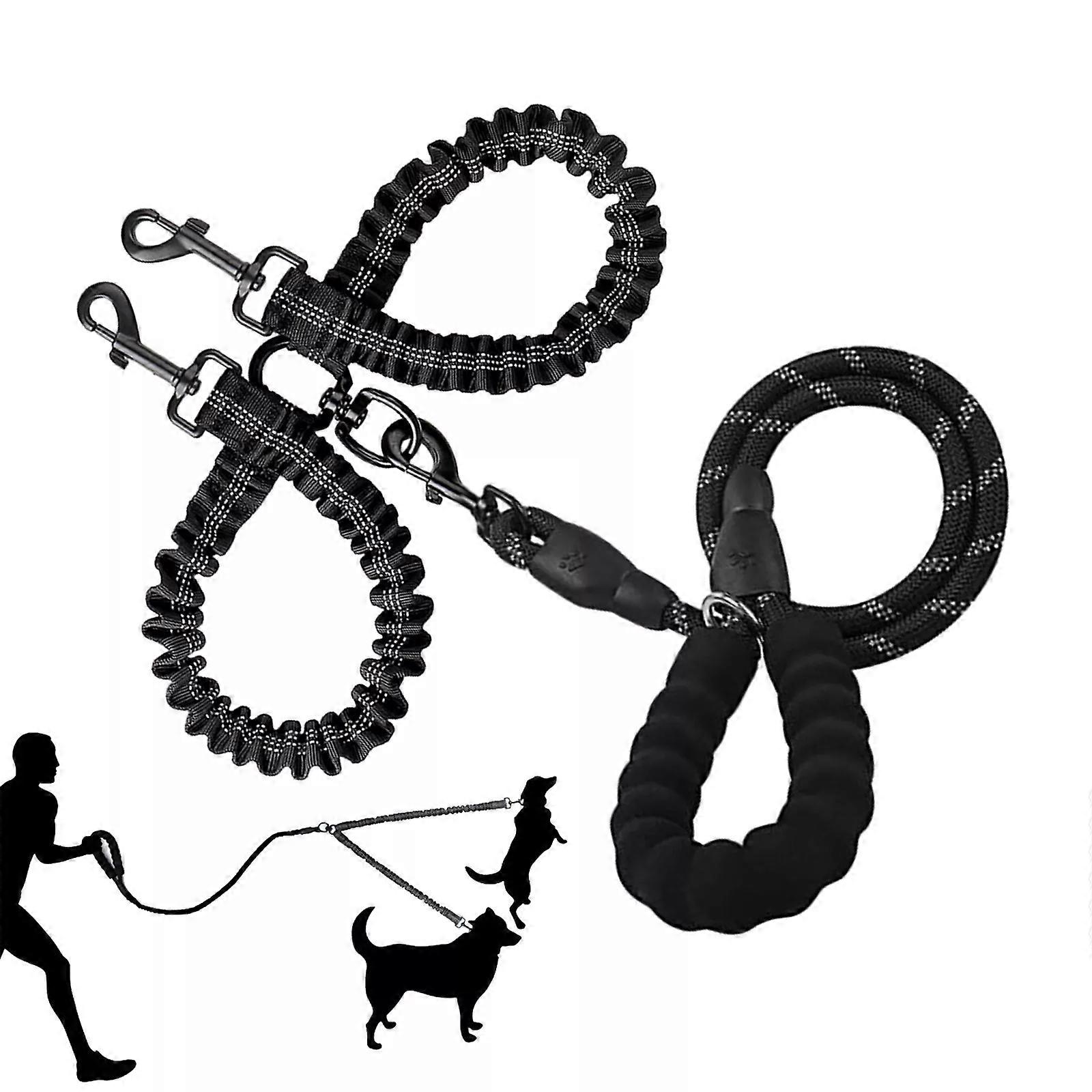 Dual Double Lead Leash Walking Training W Soft Handle for Two Dogs No Tangle Dog