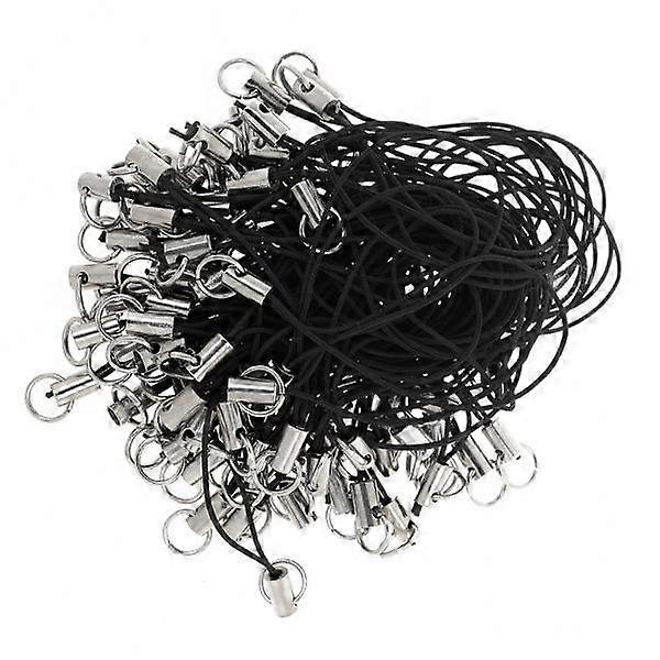 4x100x CELL PHONE STRAPS Strings Jump Ring End Lariats Black