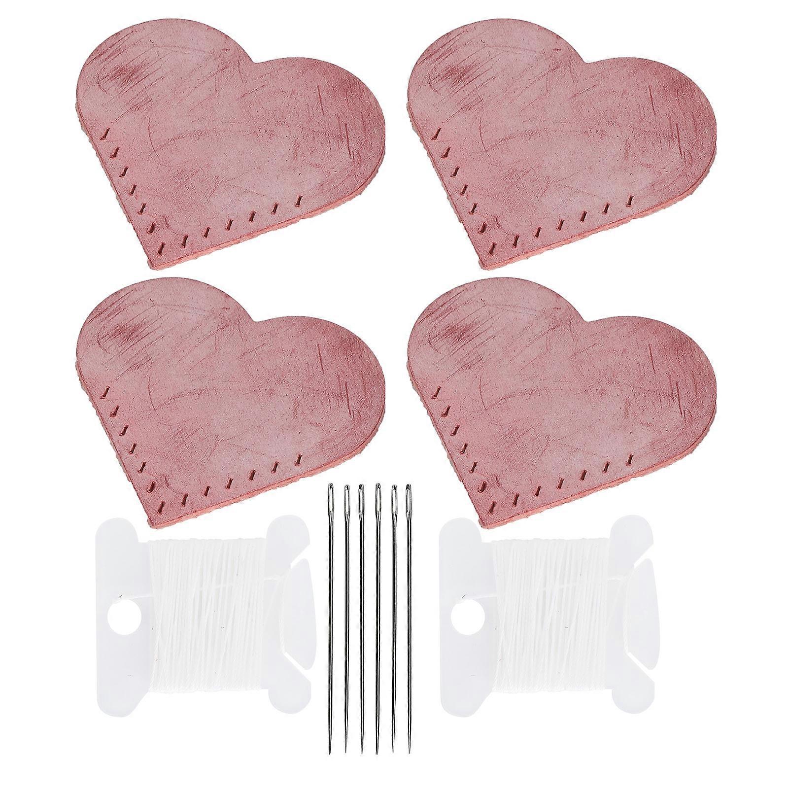 2er-Set herzförmige Stoff-Eckseiten-Lesezeichen, Marker, DIY-Lederwaren, Nähmaterial, Rosa