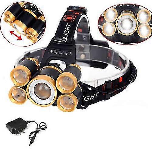 80000lm 5-led Zoom Led Rechargeable 18650 Head Light Torch Charger Us