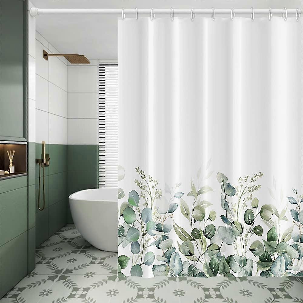 緑のユーカリの葉シャワーカーテン春の葉の野生の自然植物バスルーム農家スタイルの家の装飾防水ポリエステル生地シャワーCurta