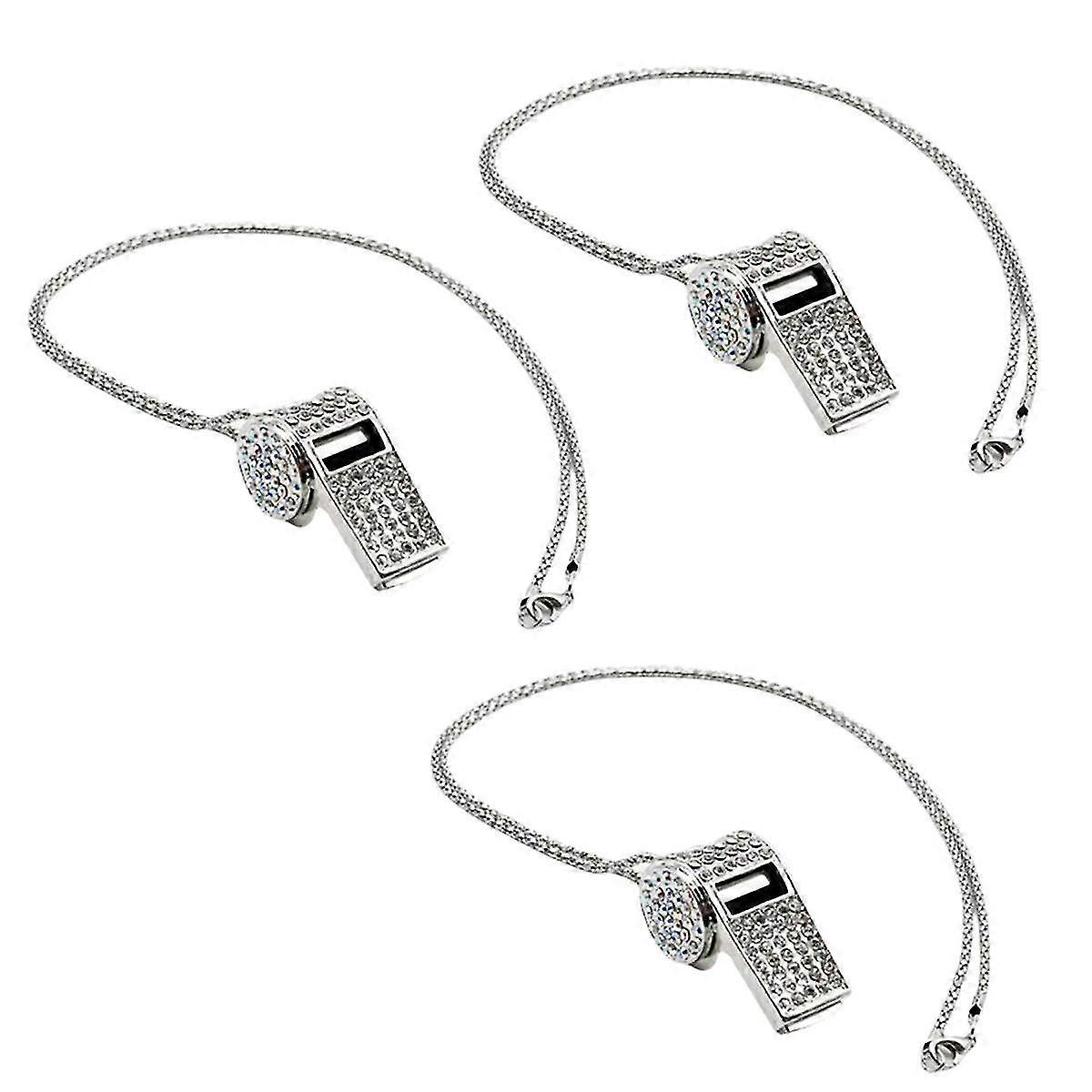 סגנון שרשרת כסף, משרוקית שופט משובצת יהלומים מעודנת, משרוקית אבן נוצצת חמודה, משרוקית מתכת