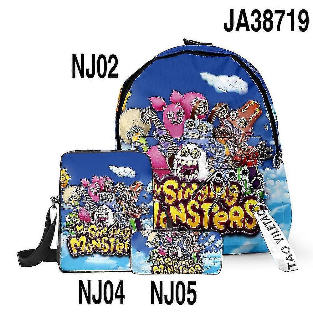 My Singing Monsters Monster Concert Tredelad skolväska Student Ryggsäck Axelväska Pennfodral Hög kvalitet hög kvalitet