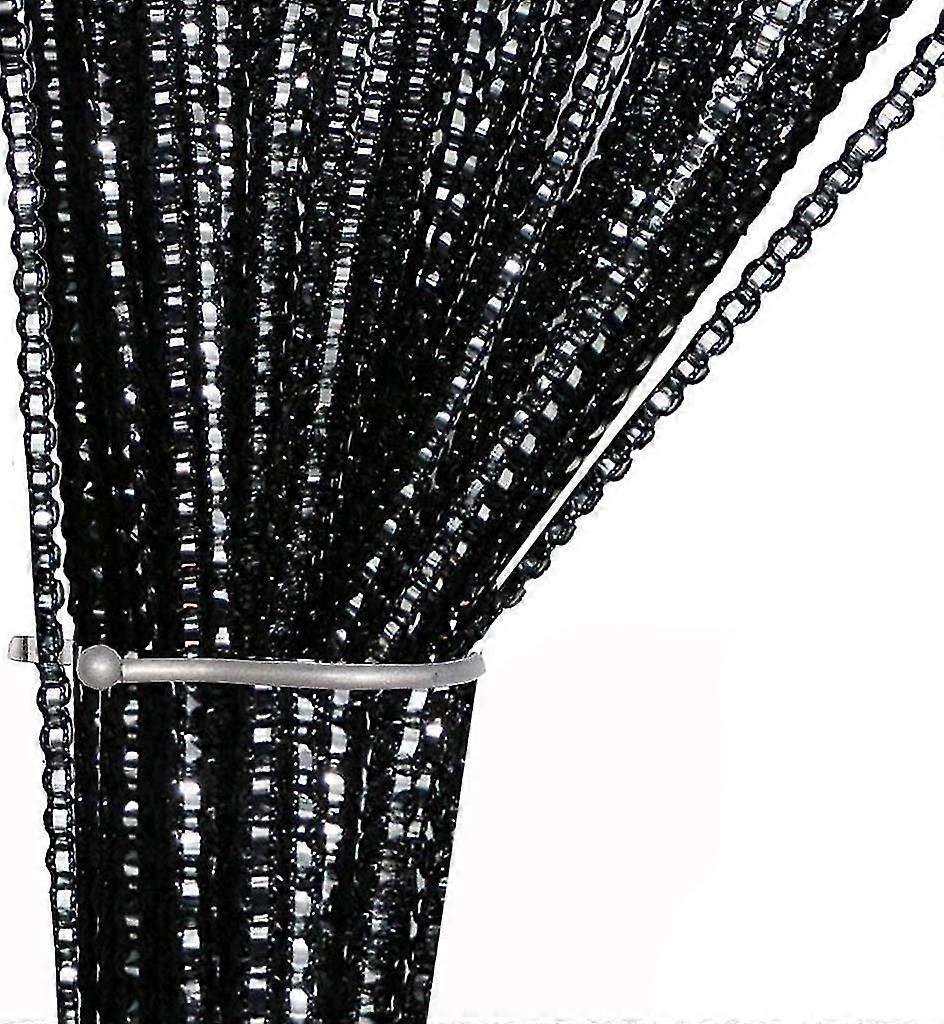 String Door Curtain Screen String Curtain For Doorways Divider Or Window Curtain Panel 39"x78.5" (black)