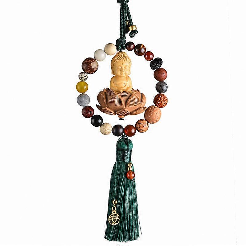 Solid wood carved lotus Buddha Decorative Tassel pendant Figurines with Chinese characteristics Home Room, Car Decorations