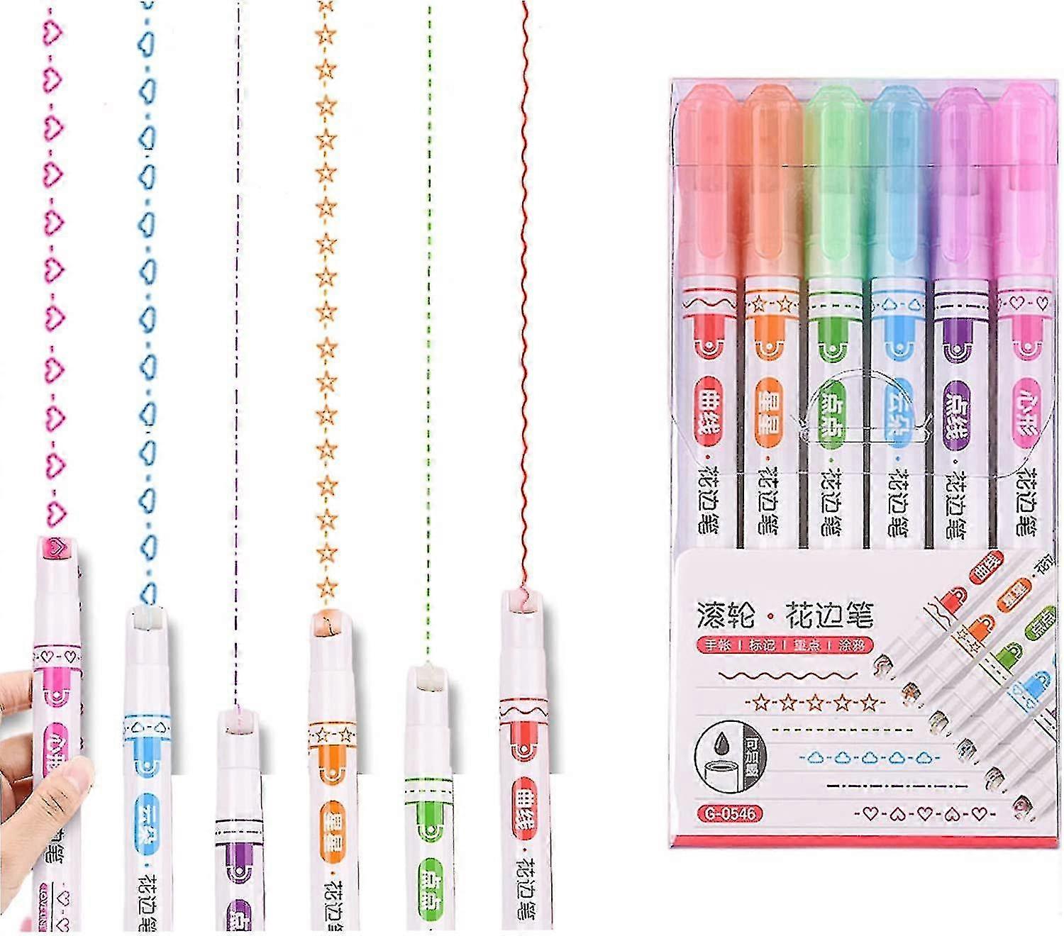 Curve Highlighter Pen, Colored Curved Pens For Note Taking, Tip Pens With 6 Different Curve