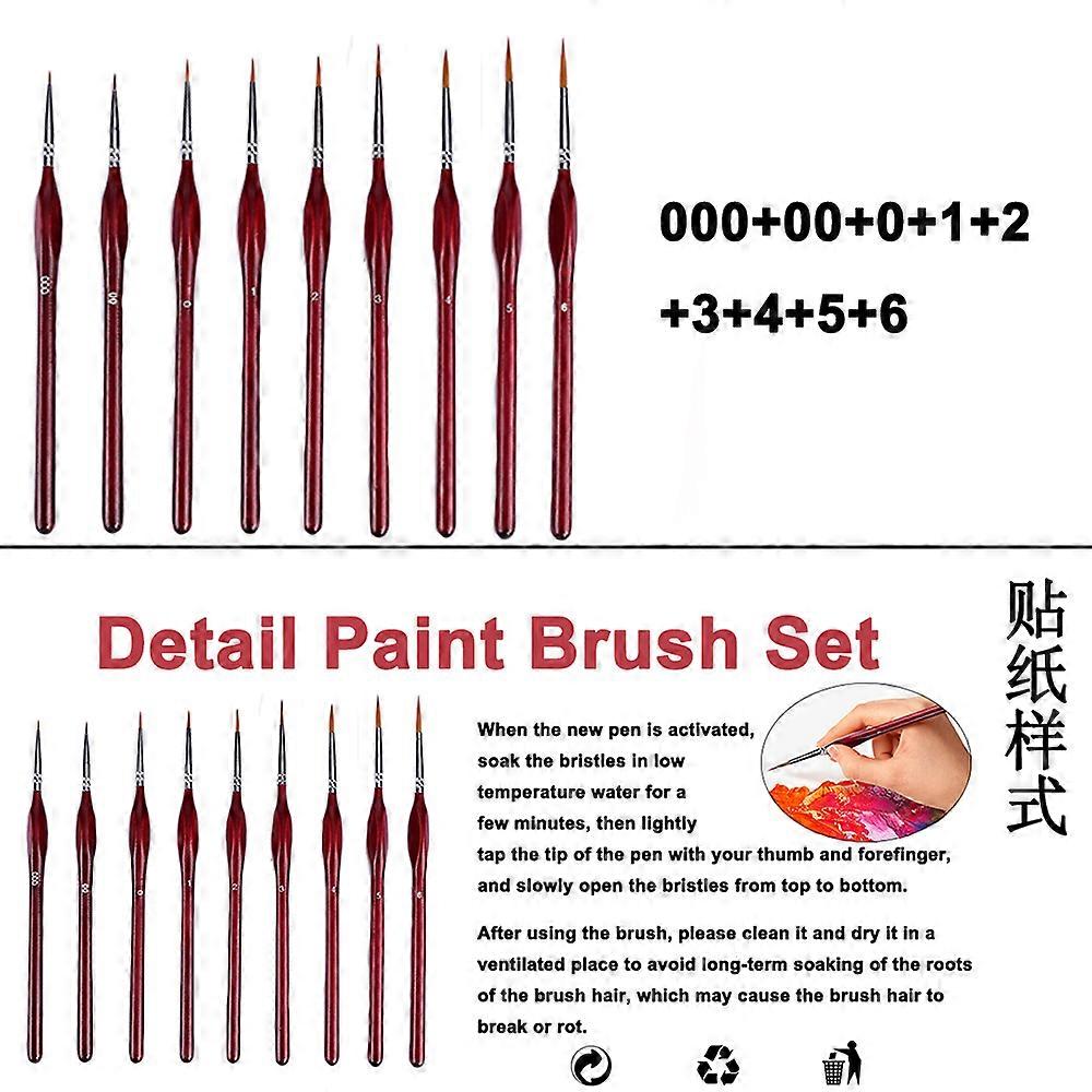 TCGG-9pcs Fine Detail Paint Brush Set, Miniature Acrylic Tip Thin Professional Artis Paint Brush, with Triangular Handles for Detailed Watercolor Art